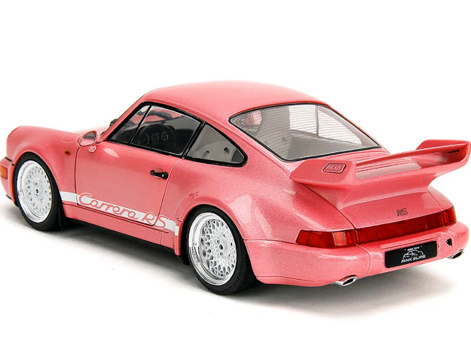 Porsche 911 Carrera RS (964) Pink Metallic with White Stripes "Pink Slips" Series 1/18 Diecast Model Car by Jada