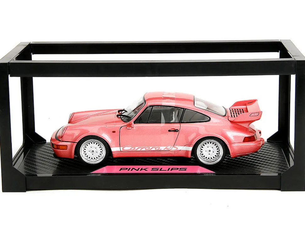 Porsche 911 Carrera RS (964) Pink Metallic with White Stripes "Pink Slips" Series 1/18 Diecast Model Car by Jada