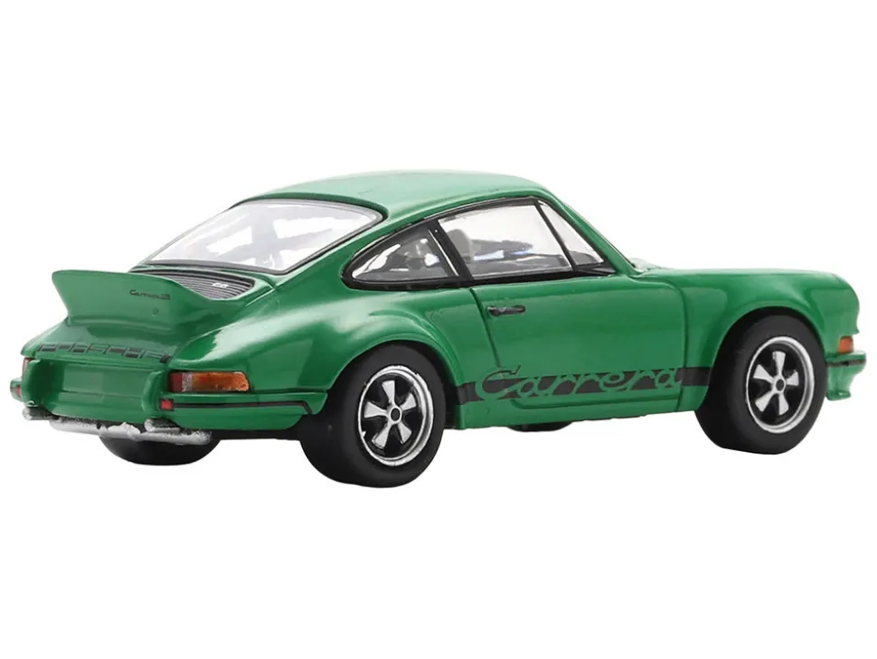 1973 Porsche 911 Carrera RSR 2.8 Green with Black Stripes 1/64 Model Car by Spark