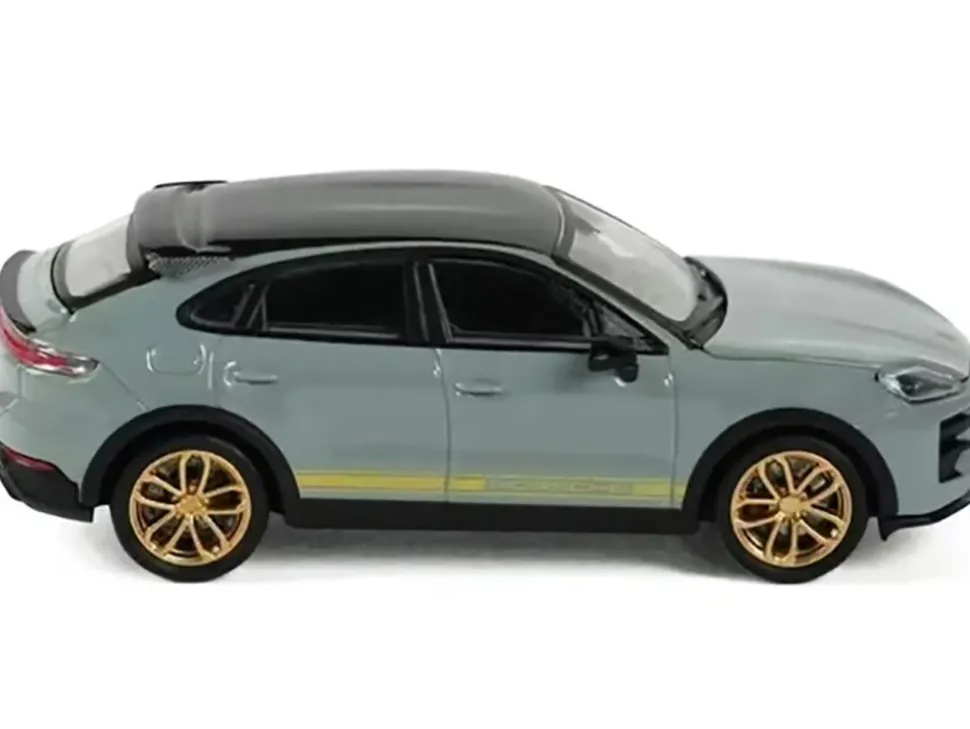 Porsche Cayenne Turbo GT Gray with Black Top and Gold Stripes 1/64 Diecast Model Car by Trends Hobby