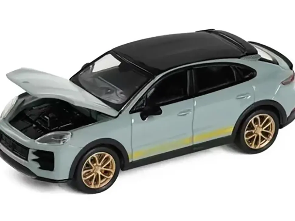 Porsche Cayenne Turbo GT Gray with Black Top and Gold Stripes 1/64 Diecast Model Car by Trends Hobby