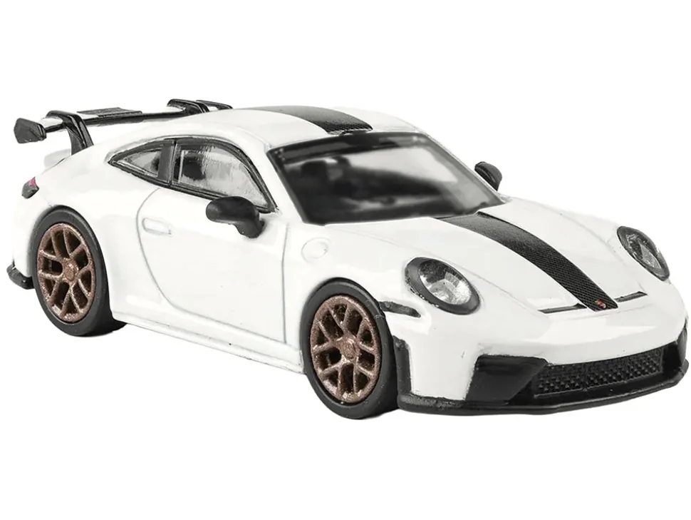 2025 Porsche 911 GT3 (992.2) Grand Prix White with Carbon Stripe 1/64 Diecast Model Car by Paragon Models