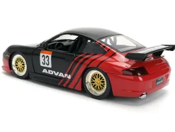 Porsche 911 GT3 RS (996) #33 "ADVAN" Black and Red "Hyper-Spec" Series 1/24 Diecast Model Car by Jada