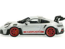 2023 Porsche 911 (992) GT3 RS Ice Gray Metallic with Pyro Red Stripes 1/43 Diecast Model Car by Solido