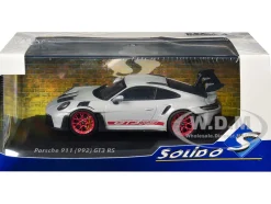 2023 Porsche 911 (992) GT3 RS Ice Gray Metallic with Pyro Red Stripes 1/43 Diecast Model Car by Solido