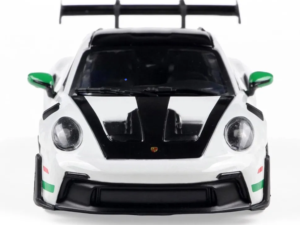 2023 Porsche 911 (992) GT3 RS "Tribute to Carrera RS Package" White with Green Stripes and Black Hood and Top 1/43 Diecast Model Car by Solido