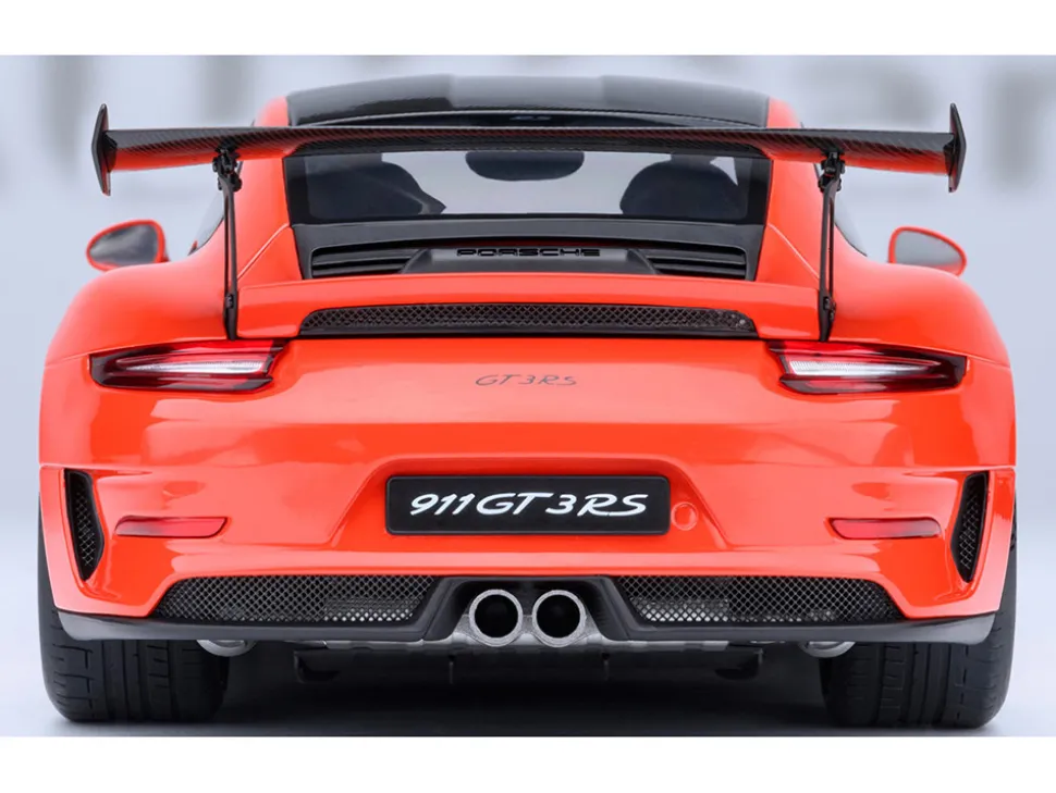 Porsche 911 (991.2) GT3 RS Weissach Lava Orange with Carbon Hood and Top 1/18 Model Car by Autoart