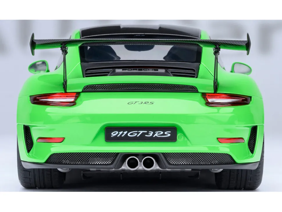 Porsche 911 (991.2) GT3 RS Weissach Lizard Green with Carbon Hood and Top 1/18 Model Car by Autoart