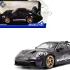 2024 Porsche 911 GT3 RS Weissach Package Viola Purple Metallic with Carbon Hood Stripes and Top 1/18 Diecast Model Car by Solido