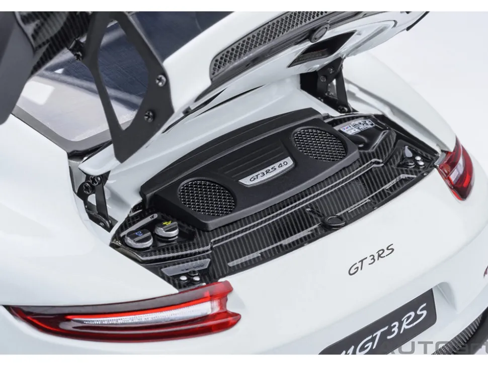 Porsche 911 (991.2) GT3 RS Weissach Package White with Carbon Hood and Top 1/18 Model Car by Autoart