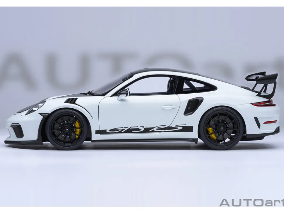 Porsche 911 (991.2) GT3 RS Weissach Package White with Carbon Hood and Top 1/18 Model Car by Autoart