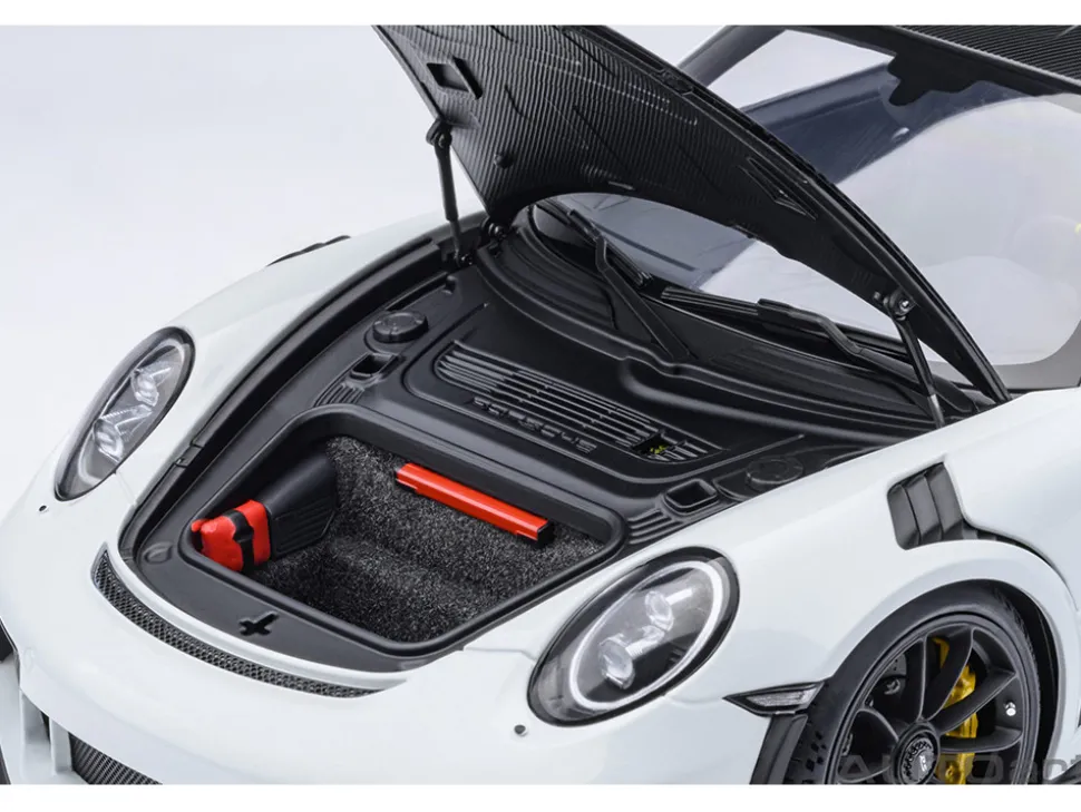 Porsche 911 (991.2) GT3 RS Weissach Package White with Carbon Hood and Top 1/18 Model Car by Autoart
