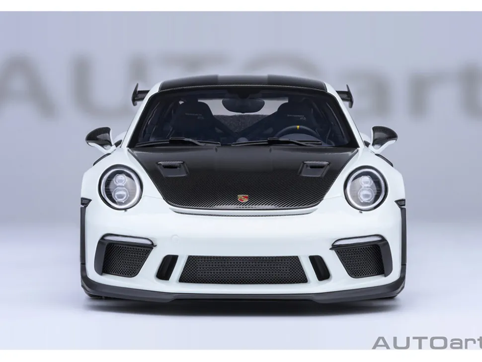 Porsche 911 (991.2) GT3 RS Weissach Package White with Carbon Hood and Top 1/18 Model Car by Autoart