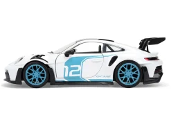 Porsche 911 GT3 RS (992) #12 White with Blue Stripes and Carbon Top "Hyper-Spec" Series 1/24 Diecast Model Car by Jada