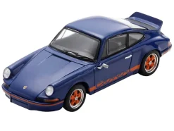 1973 Porsche 911 RS 2.7 Blue with Orange Stripes 1/64 Model Car by Spark