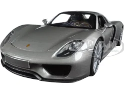 Porsche 918 Spyder Silver Closed Roof 1/24 Diecast Model Car Welly 24055