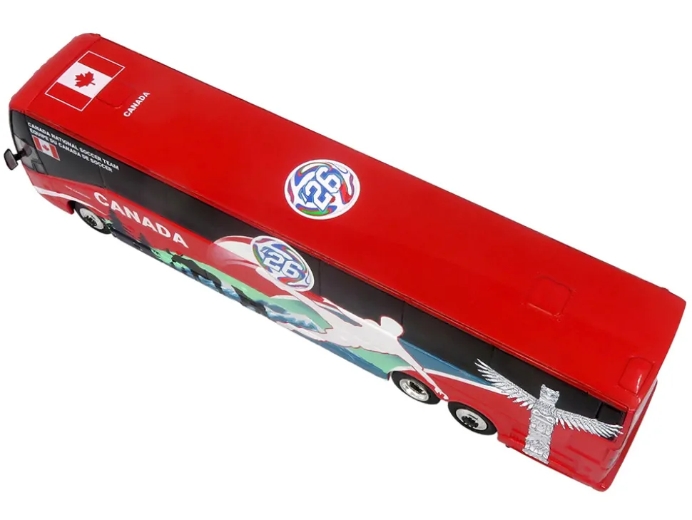 Prevost H3-45 Coach Bus "Canada National Soccer Team" Red with Graphics "International Federation of the Global Game" Series Limited Edition to 504 pieces Worldwide 1/87 (HO) Diecast Model by Iconic Replicas