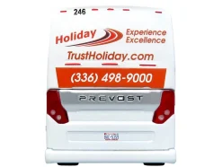 Prevost H3-45 Coach Bus "Holiday Tours - 2024 IMG Operator of the Year" White with Graphics Limited Edition 1/64 Diecast Model by Iconic Replicas