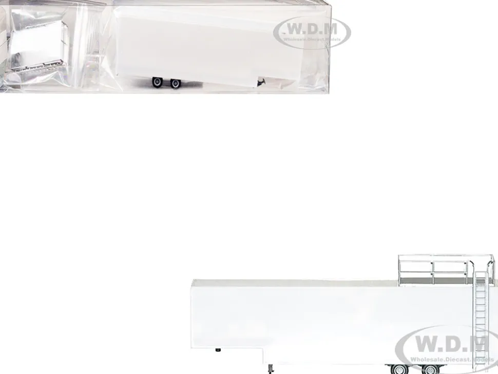 Race Horse Transport Trailer White 1/87 (HO) Plastic Model by Promotex