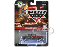 2021 Ram 1500 Limited Pickup Truck "PBR (Professional Bull Riders)" Gray Metallic with Graphics "Big Country Collectibles" 2025 Series 1/64 Diecast Model Car by Auto World