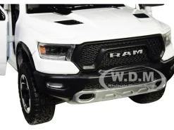 2019 RAM 1500 Rebel Crew Cab Pickup Truck White 1/24 Diecast Model Car Motormax 79358