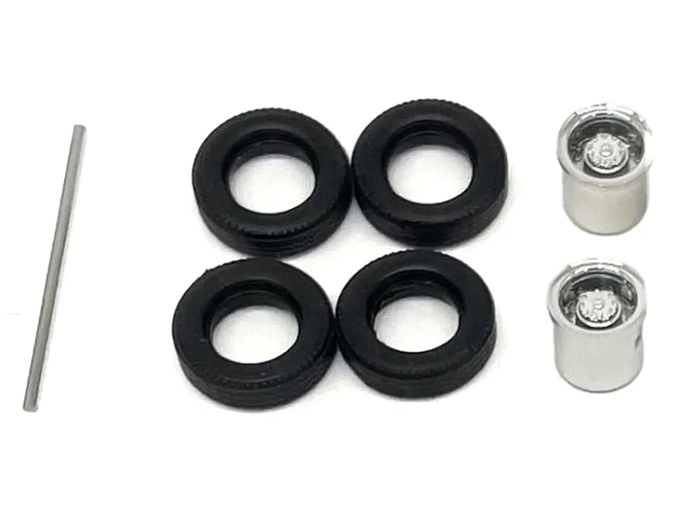 Rear Low Profile Wheelset Chrome 1/87 (HO) Plastic Model by Promotex