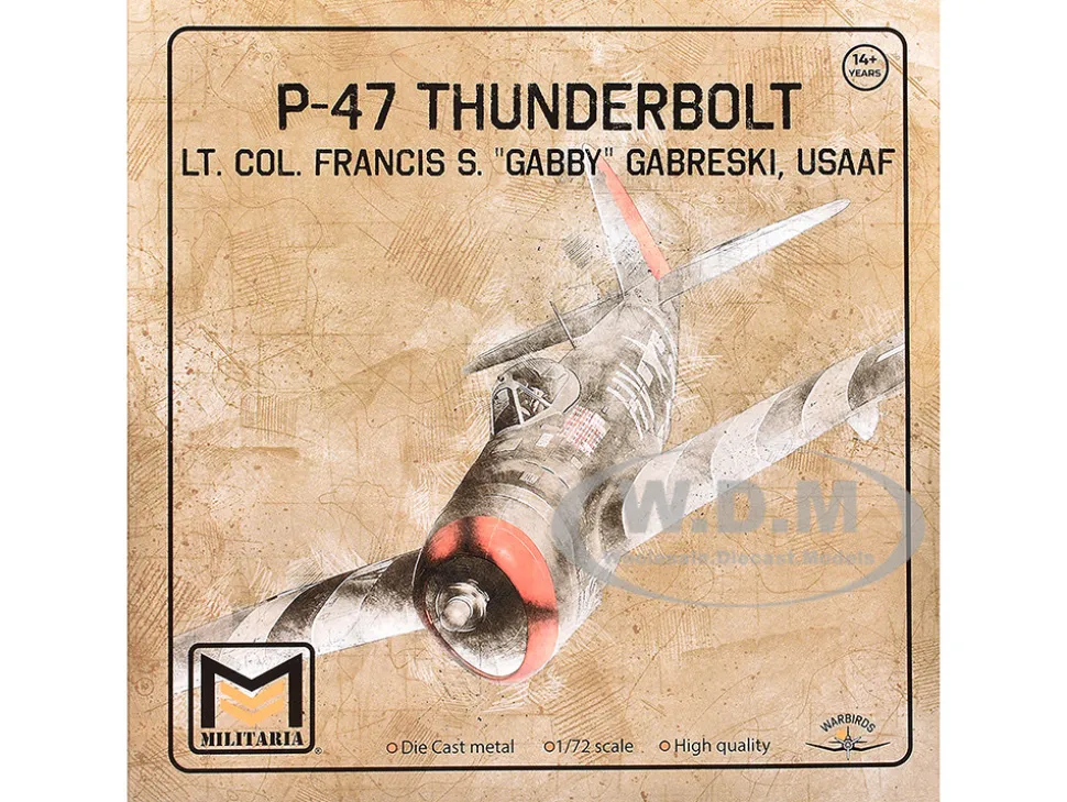 Republic P-47 Thunderbolt Fighter Aircraft "Lt. Col. Francis S. "Gabby" Gabreski" United States Army Air Forces 1/72 Diecast Model by Militaria Die Cast