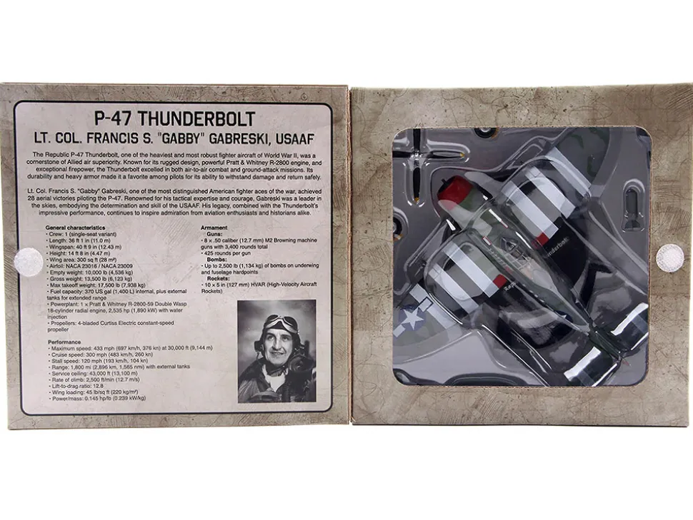 Republic P-47 Thunderbolt Fighter Aircraft "Lt. Col. Francis S. "Gabby" Gabreski" United States Army Air Forces 1/72 Diecast Model by Militaria Die Cast