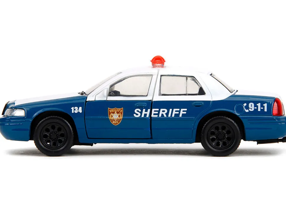 Rick Grimes' Ford Crown Victoria "Sheriff" Blue and White "The Walking Dead" (2010-2022) TV Series "Hollywood Rides" Series 1/32 Diecast Model Car by Jada