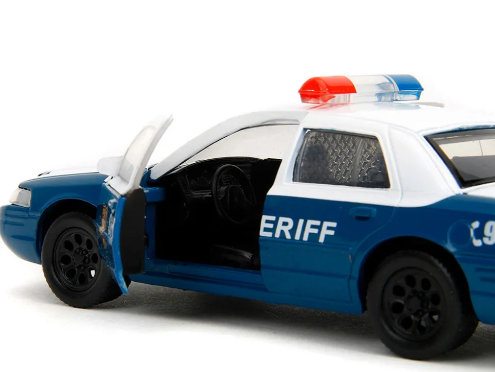Rick Grimes' Ford Crown Victoria "Sheriff" Blue and White "The Walking Dead" (2010-2022) TV Series "Hollywood Rides" Series 1/32 Diecast Model Car by Jada