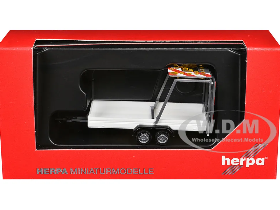 Road Maintenance Trailer White with Striped Top 1/87 (HO) Plastic Model by Promotex