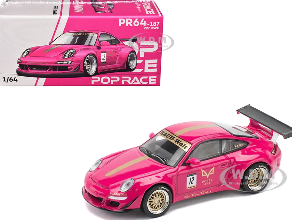 RWB 997 #12 "Hotel Ava" Pink Metallic 1/64 Diecast Model Car by Pop Race