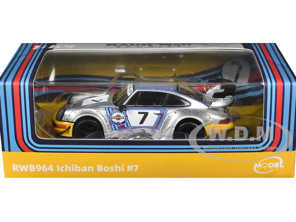 RWB 964 #7 "Ichiban Boshi - Martini Racing" Silver Metallic with Stripes 1/64 Diecast Model Car by Model Model