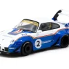 RWB 993 #2 "Liberty Walk" White and Blue Metallic with Container Packaging "Hobby64" Series 1/64 Diecast Model Car by Tarmac Works