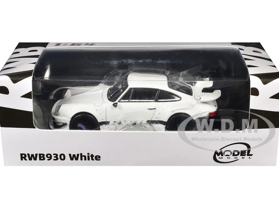 RWB 930 Matt White with Black Stripes 1/64 Diecast Model Car by Model Model