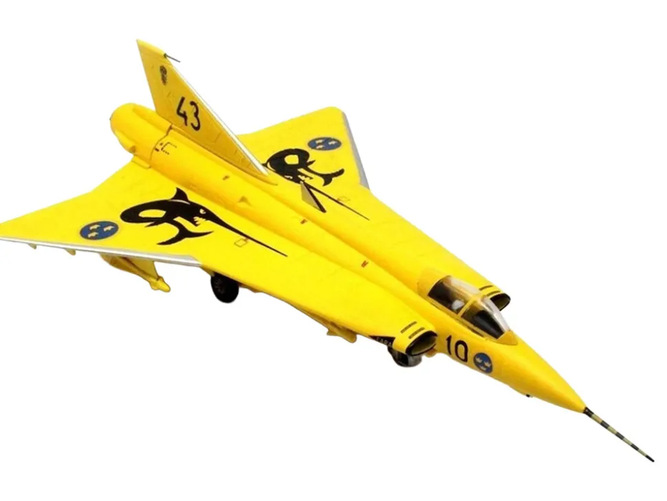 Saab J35J Draken Fighter Aircraft "43-10, 3 "Johan Gul" Squadron, 10 Wing, Final Flight Livery" (1997) Swedish Air Force 1/72 Diecast Model Airplane by Aviation 72