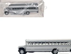 School Bus Silver Metallic 1/87 (HO) Plastic Model by Promotex