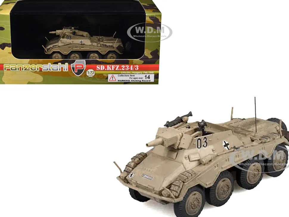 Sd.Kfz. 234/3 Armored Vehicle "#03, 3rd Panzer Division, Hungary" (1945) German Army 1/72 Diecast Model by Panzerstahl