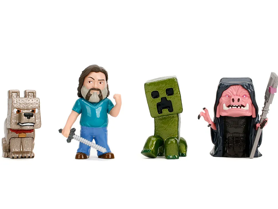 Set of 4 Diecast Figures "A Minecraft Movie" (2025) Movie "Metalfigs" Series Diecast Models by Jada