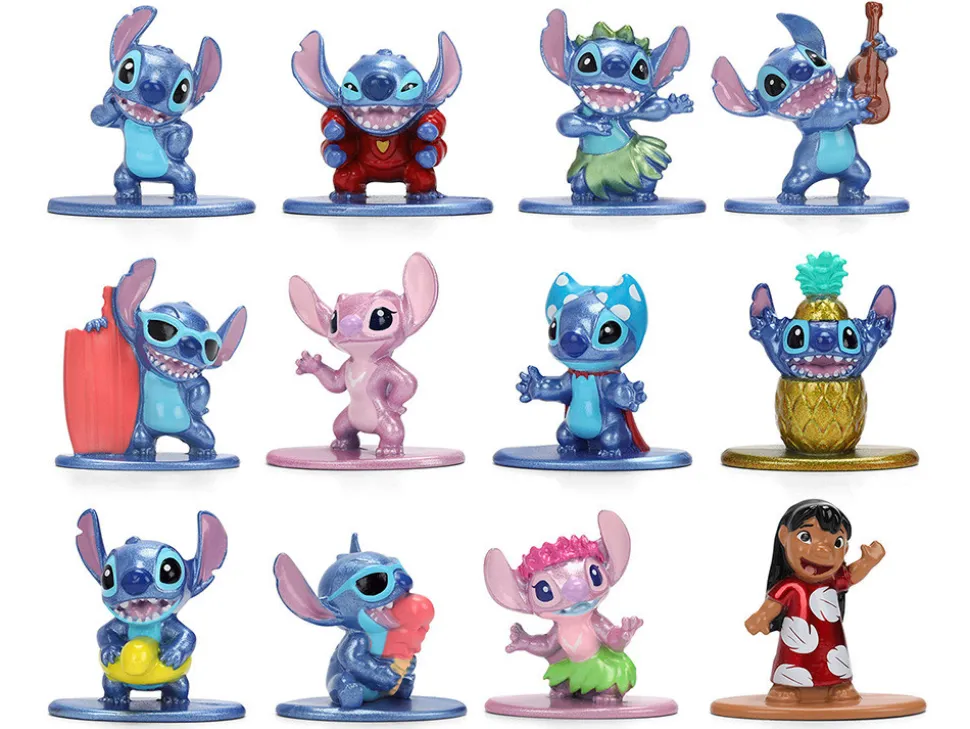 Set of 12 Diecast Figures "Disney's Stitch" Franchise "Nano Metalfigs" Series Diecast models by Jada