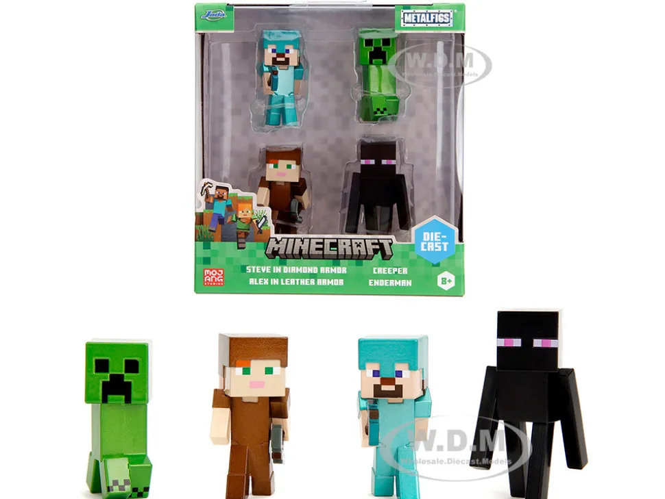 Set of 4 Diecast Figures "Minecraft" Video Game Wave 3 "Metalfigs" Series Diecast models by Jada