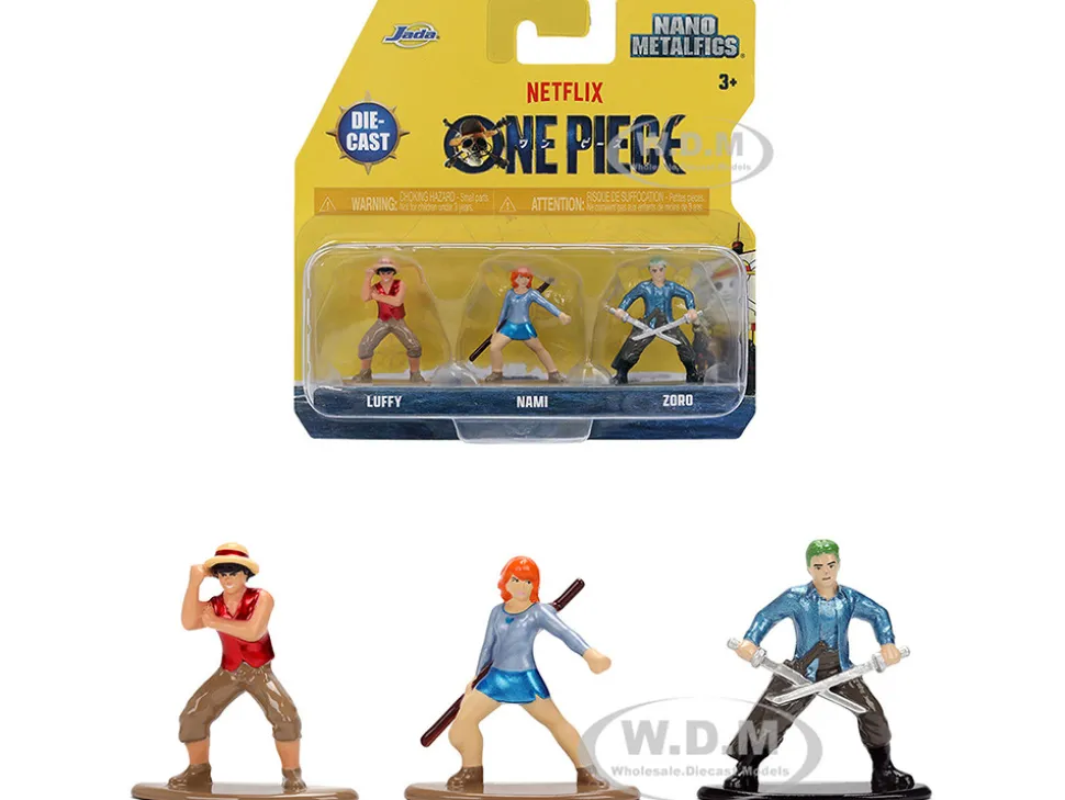 Set of 3 Diecast Figures "One Piece" (2023-Current) TV Series "Nano Metalfigs" Series Diecast Models by Jada