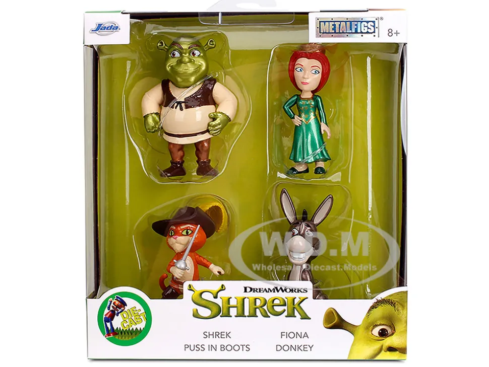 Set of 4 Diecast Figures "Shrek" (2001) Movie "Metalfigs" Series by Jada