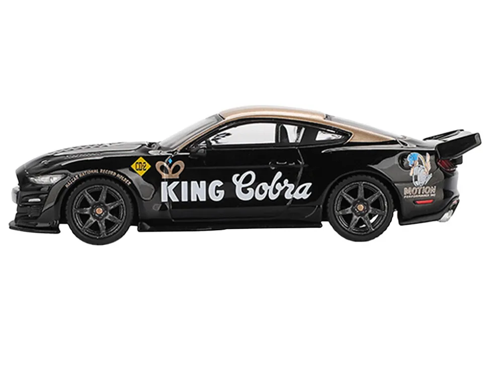 Shelby GT500 Dragon Snake Concept "King Cobra" Black with Gold Metallic Top Limited Edition 1/64 Diecast Model Car by Mini GT
