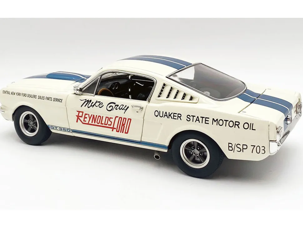 1965 Shelby GT350 "Reynolds Ford" White with Blue Stripes Limited Edition to 204 pieces Worldwide 1/18 Diecast Model Car by ACME