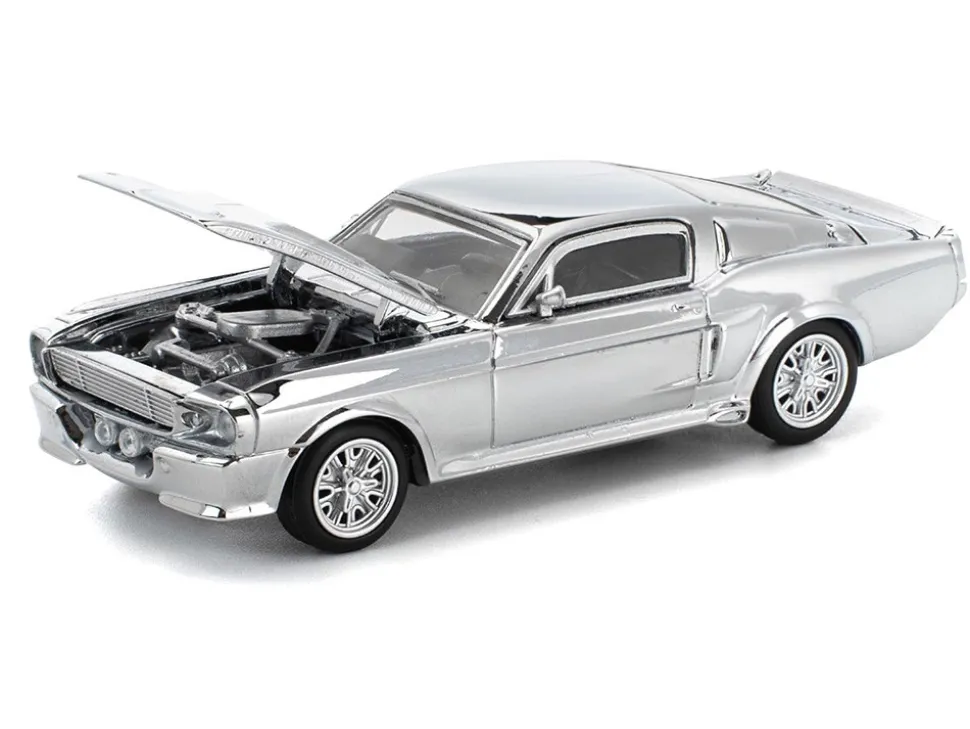 Shelby Mustang GT500 Silver Chrome 1/64 Diecast Model Car by Pop Race