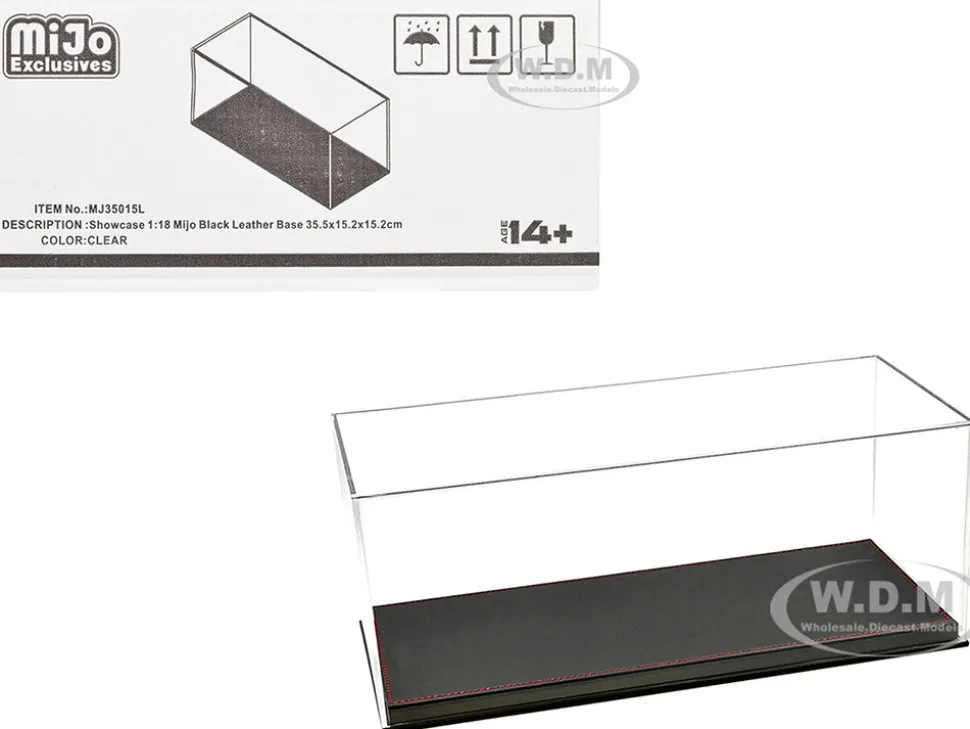 Showcase Acrylic Display Case with Black Synthetic Leather Base Mijo Exclusives 1/18 Scale Models MJ35015L