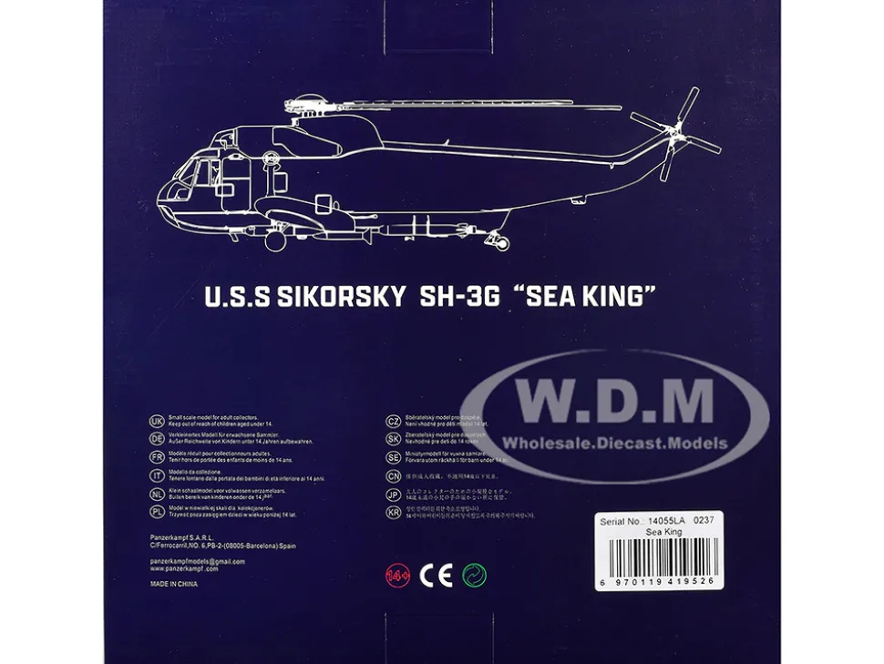 Sikorsky SH-3G Sea King Helicopter "148987/AB 011, Helicopter Combat Support Squadron 2, Fleet Angels, USS John F Kennedy (CVA-67)" (1970s) United States Navy 1/72 Diecast Model by Legion