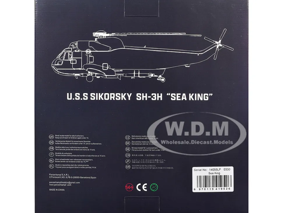 Sikorsky SH-3H Sea King Helicopter "149713/NK 610, Helicopter Anti-Submarine Squadron 8, Eightballers, Carrier Air Wing 14, USS Independence (CV-62)" (1990s) United States Navy 1/72 Diecast Model by Legion