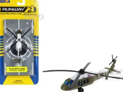 Sikorsky VH 60 White Hawk Helicopter Olive Drab with White Top United States Presidential Helicopter Marine One with Runway Section Diecast Model Runway24 RW235
